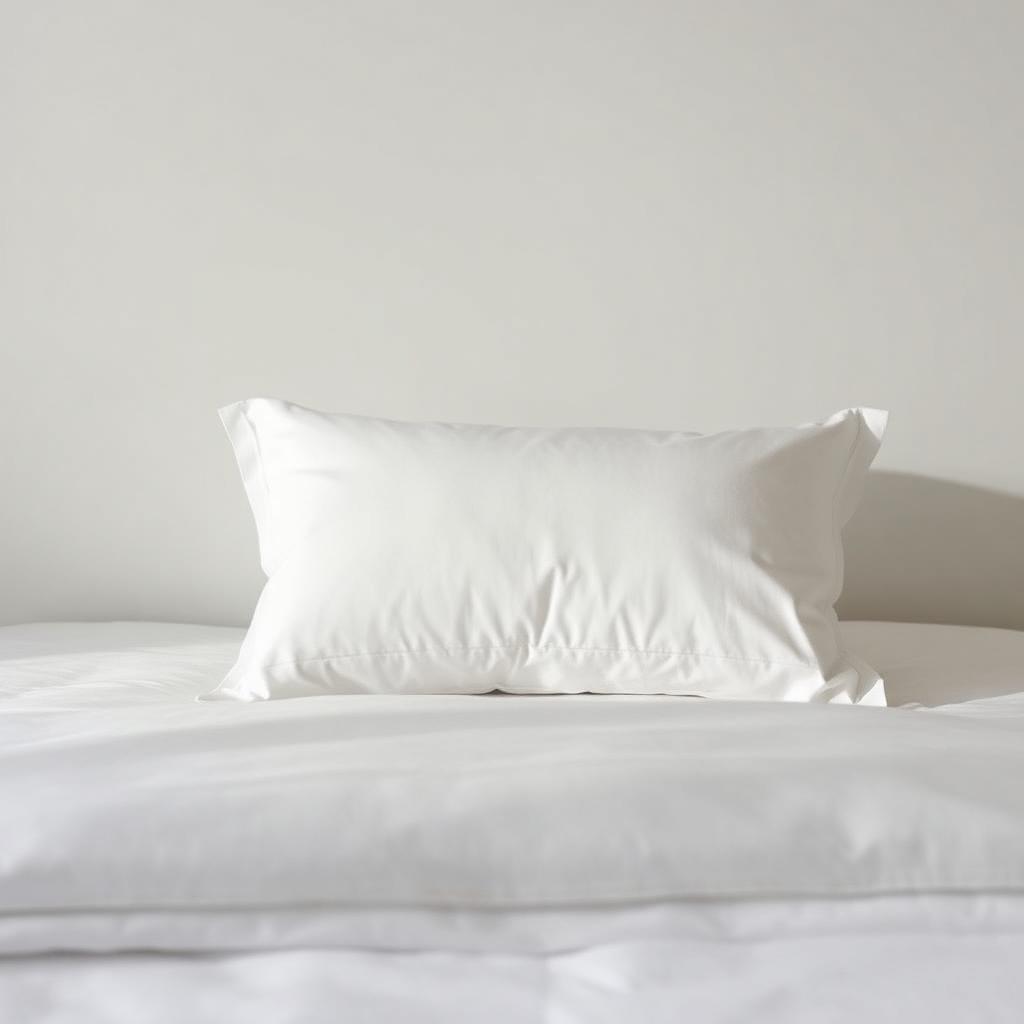 Low-profile hotel-style pillow on crisp white bedding